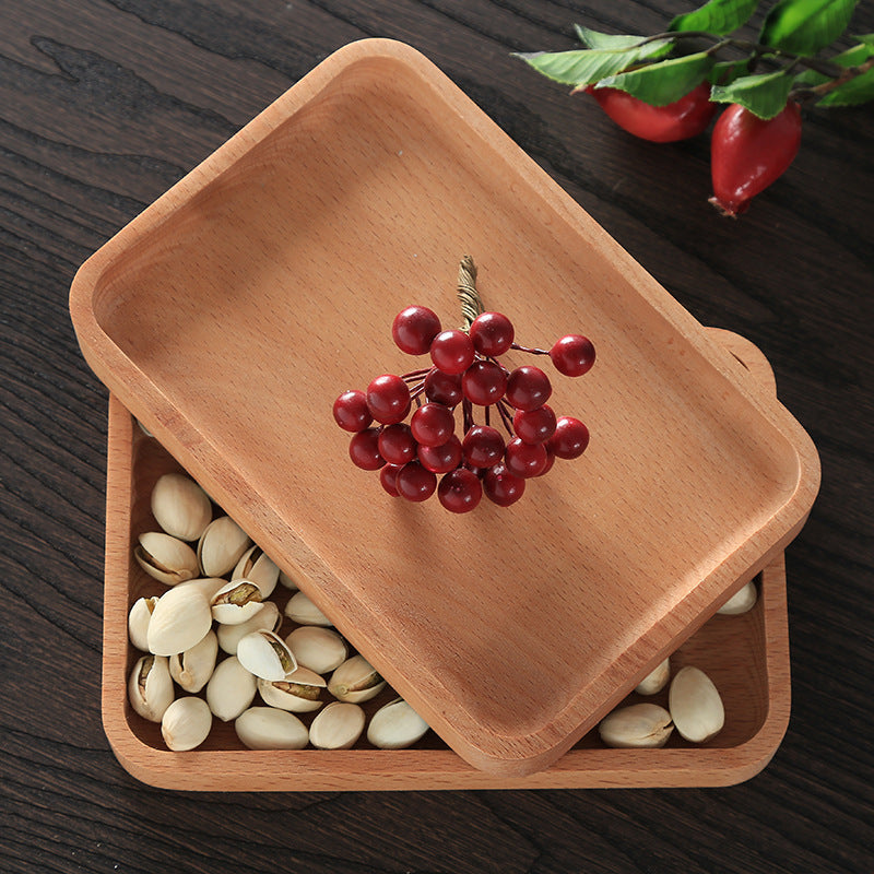 Round Rectangular Wooden Tray Accessories Organizer