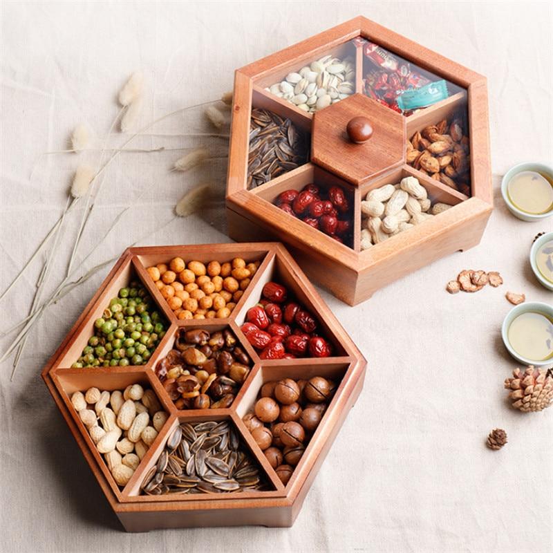 Tray nut Storage Divided Grid With Lid Dried Fruit Box